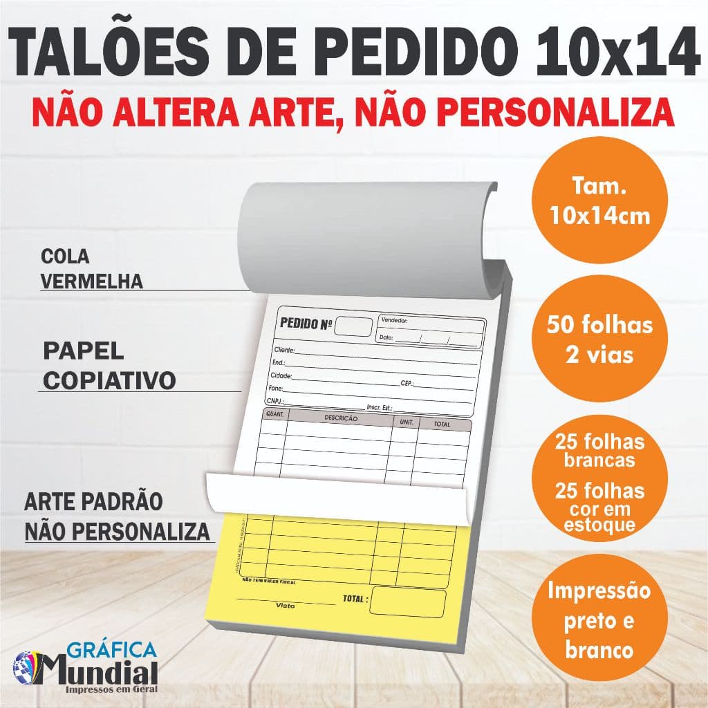 10 Talões Pedido 10x14 Papel Copiativo 2 vias com 50 folhas  "Leia a Descrição" Papelaria Anotações