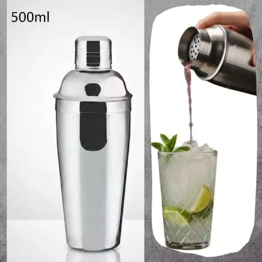 Coqueteleira Inox 500ml com 3 Pçs Bebida Drink Profissional Caipirinha barman Utensílios de Bar