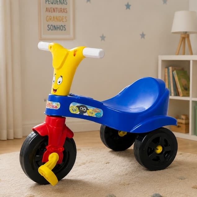 Triciclo Infantil Motika Azul com Pedal e Guidão Lugo Brinquedos Resistente para Crianças Ofertamo