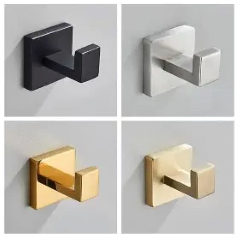Gancho Cabide Aço Inox 304 Quadrado De Parede Banheiro Luxo Preto Fosco Matte 1886