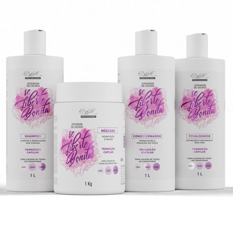 Kit Se Liberte Bonita Belkit Shampoo Condicionador Máscara Finalizador Cachos Transição Capilar