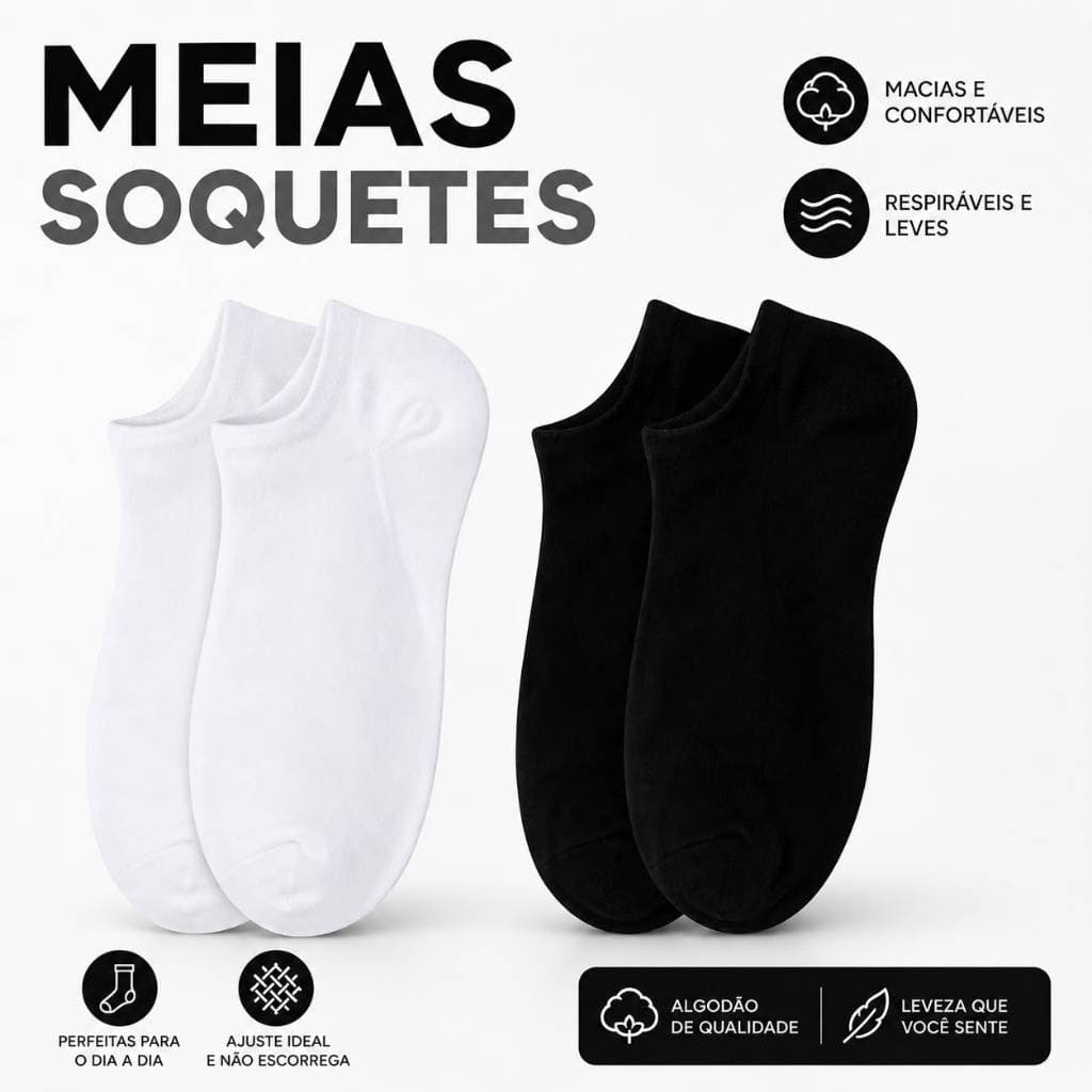 Meia Soquete Unissex Cano Curto Algodão Premium