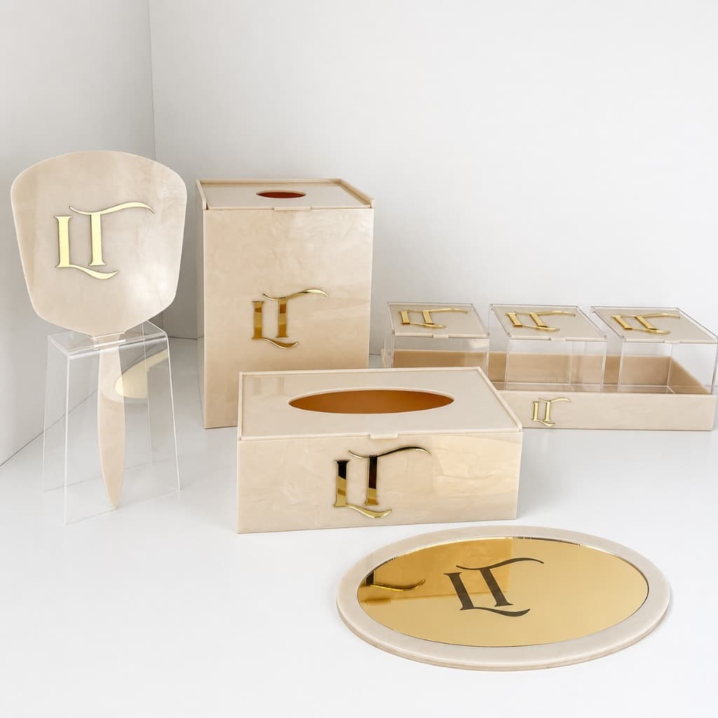 KIT ORGANIZADOR MASTER madreperola personalizada em acrílico organizador clínica beleza estética