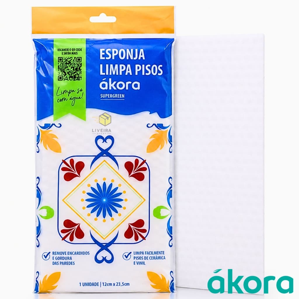 Esponja Mágica Limpa Pisos Ákora Supergreen – Limpeza Profunda em Pisos, Paredes e Azulejos