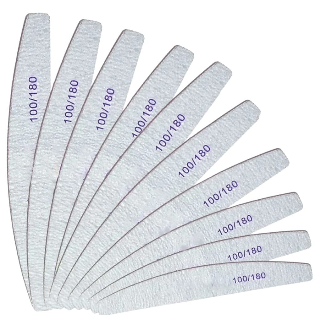 Kit Lixas Bumerangue De Unha Meia Lua 100/180 Unhas Dupla Face Polimento e Modelagem para Unhas Gel