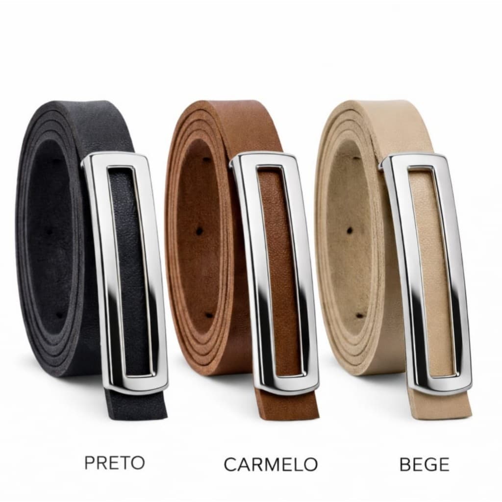 Kit com 3 Cintos Femininos da Moda com Fivela PRATA