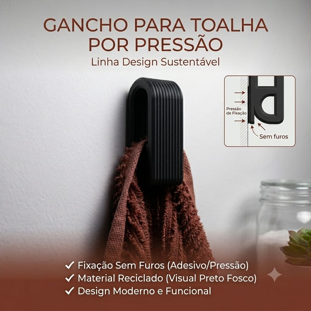 Suporte/Gancho para Toalha por Pressão