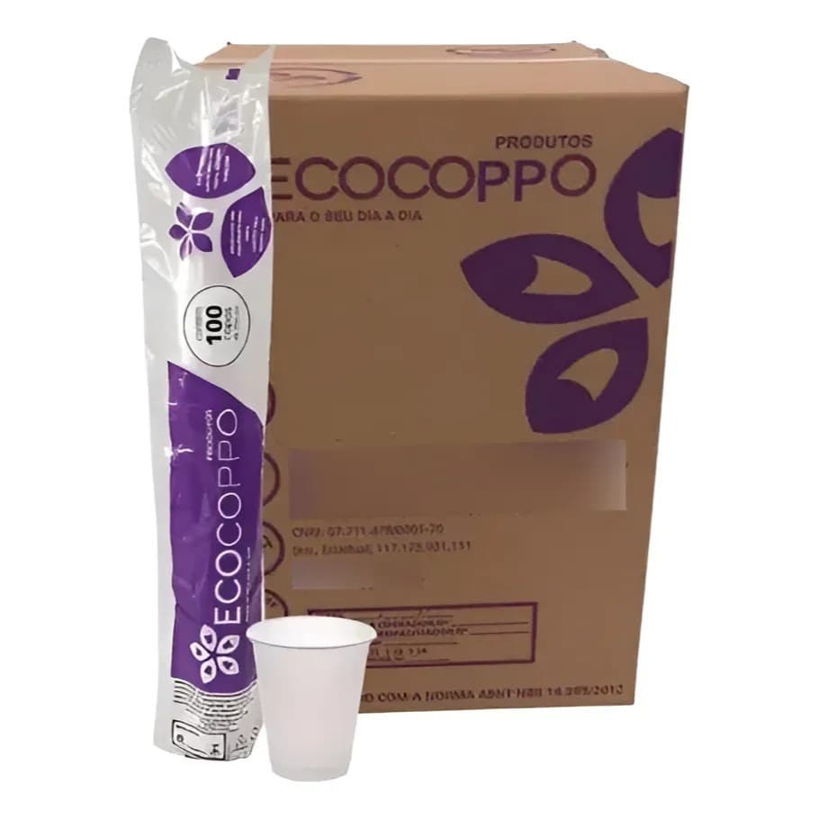 Copo Descartável Pp 180ml Branco Ecocoppo 100 Un