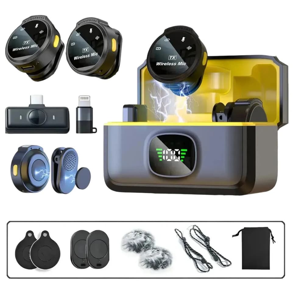 Microfone p/ iPhone Android 200m 48h Ideal para Entrevistas