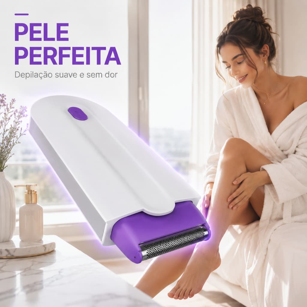 Depilador Feminino 2 em 1 Recarregável com Luz Ativa – Pele Lisa Sem Dor e Sem Irritação