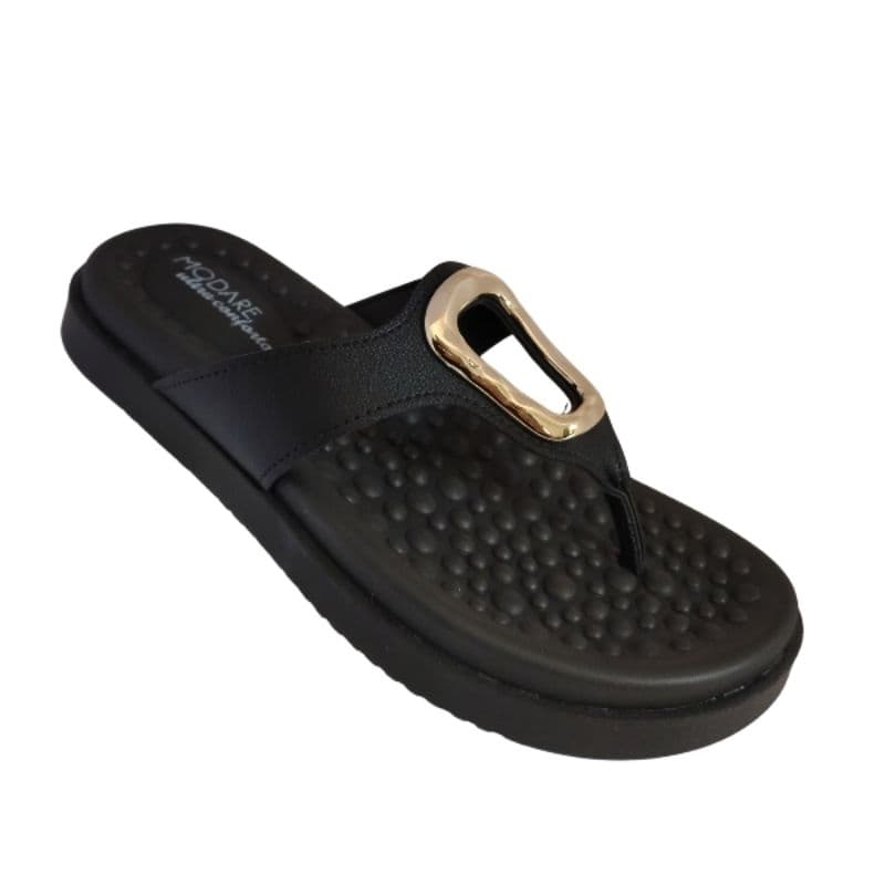 Chinelo Modare Ultraconforto Feminino Ortopédico Detalhe Dourado e Palmilha Massageadora