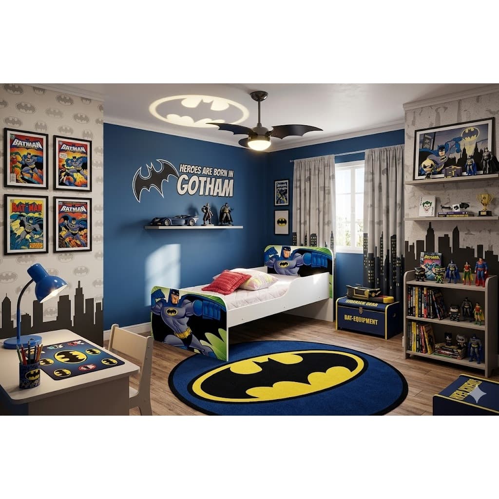 Cama Infantil Heróis Meninos Mini Cama para Quarto Crianças com Proteção quarto Temático Personagens