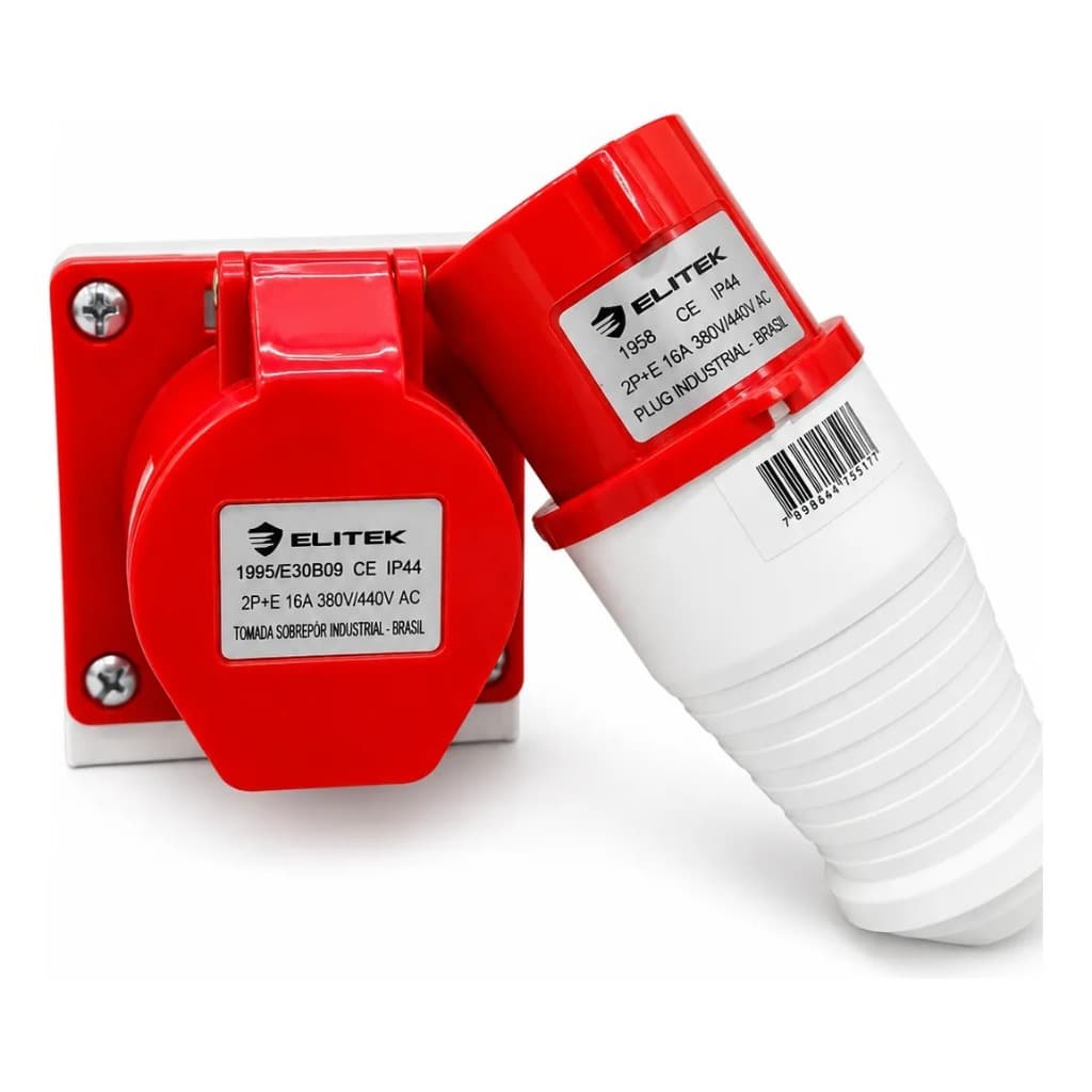 Kit Tomada Sobr 16a 380v 2p+e +plug 16a 380v