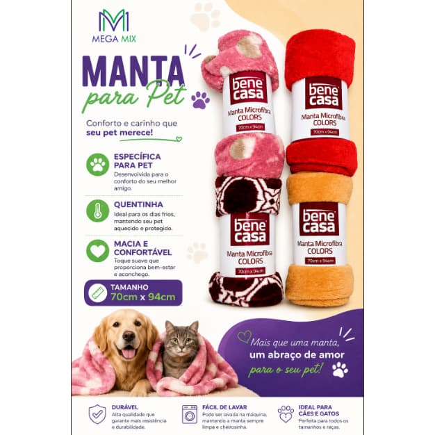 Manta Pet Microfibras colors 70x94cm