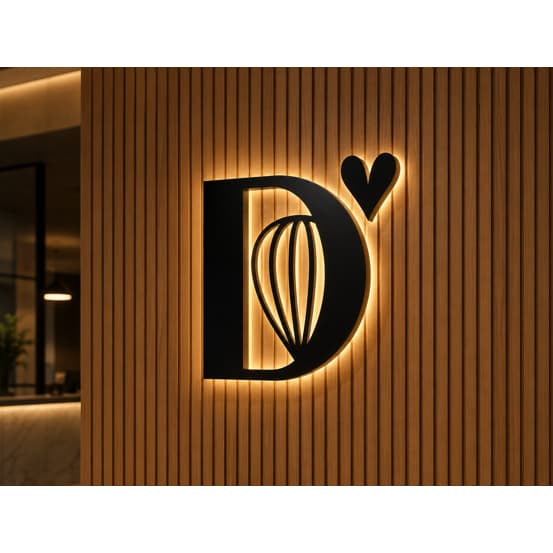 Logo 3D em Aço Galvanizado com Retroiluminação LED para Fachada Comercial Personalizada Sob Medida.
