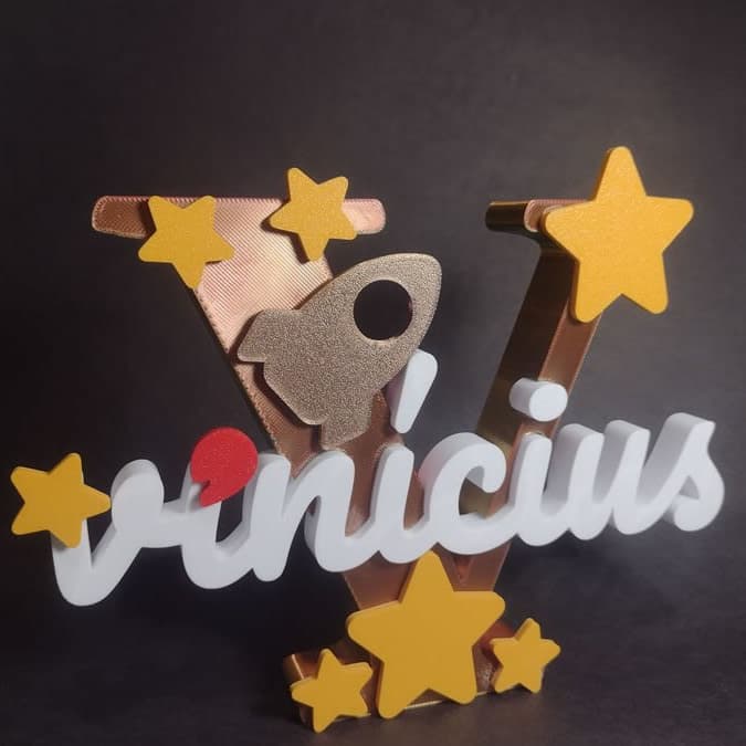 Nome com Inicial Grande e com tema Espaço Sideral | Nome Personalizado Decorativo 3D | Decoração Personalizada