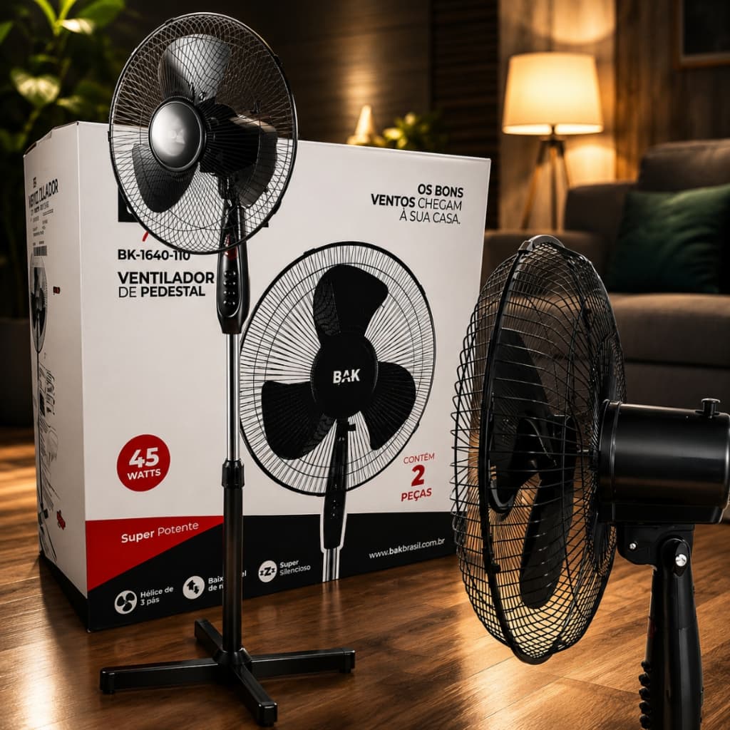Ventilador De Coluna Preto Ventilador Turbo 3 Pás De Pé 110V/220V Ajuste De Altura