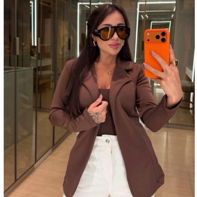 Blazer Feminino Max Terninho Alongado Casaco Blazer Da Moda