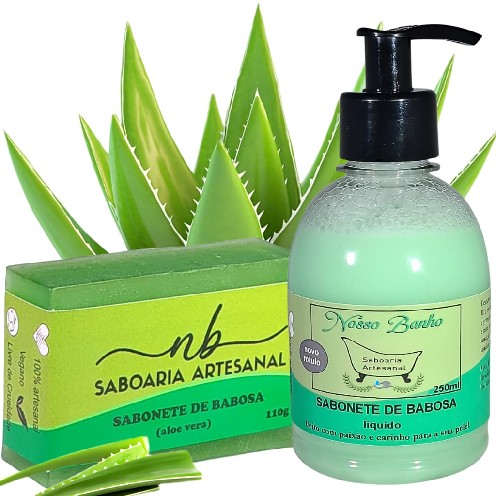 Sabonete Líquido e Barra Babosa Aloe Vera Facial e Corporal