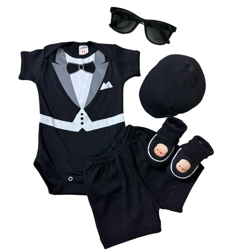 kit 4 peças poderoso chefinho, body e conjuntos de bebê e infantil, mêsversário, personagens