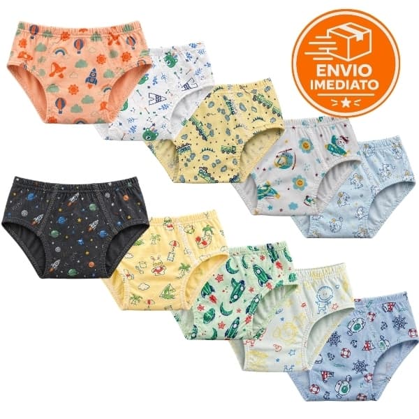 Kit 5/10 Cueca infantil Menino slip confortável forro algodão