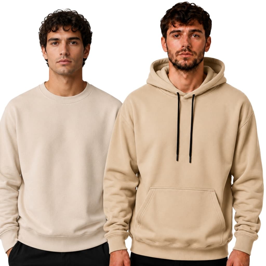 Kit 2 Moletom Canguru + Careca Masculino c/ Capuz Gola Redonda Regulagem Blusa Básico Inverno Básic