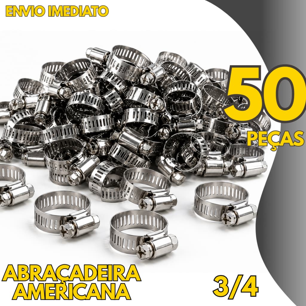 Kit 50, 40, 25 ou 100 un - Abraçadeira De Metal Antiferrugem 3/4 Para Cooktop E Fogão Mangueira