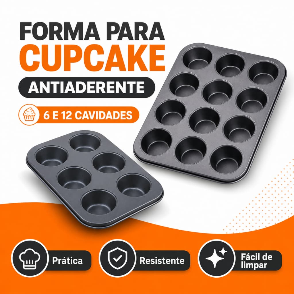 Forma De Cupcake Antiaderente Com 6/12 Cavidades