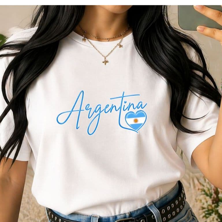 Camiseta Camisa Blusa 100% Algodão blusa feminina da Copa do Mundo Argentina Bandeira Torcida