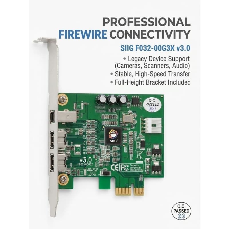 Placa Controladora FireWire PCIe SIIG v3.0 F032-00G3X – Com Espelho Perfil Alto