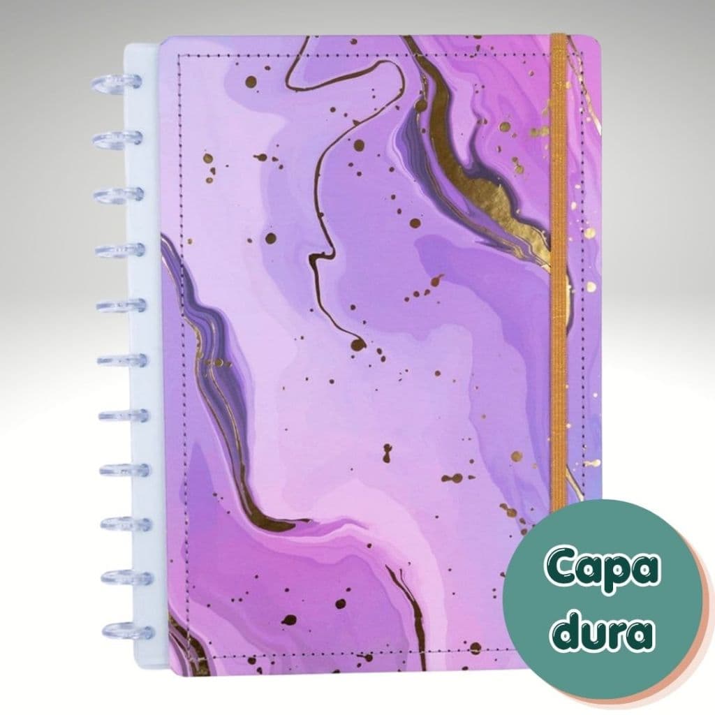 Caderno Inteligente Grande Disco Universitário Reposicionável Glitter Disko Papelaria Planner Estudo