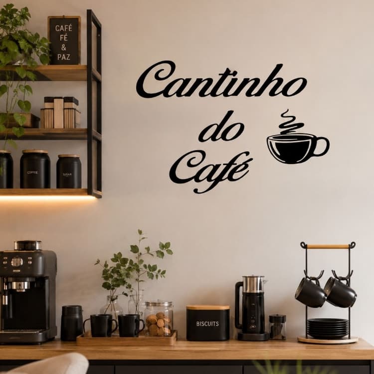 Quadro Cantinho Do Café MDF 30x15cm Enfeite Decorativ Parede Cozinha Pronta Entrega Frase Decorativa Cantinho Do Café