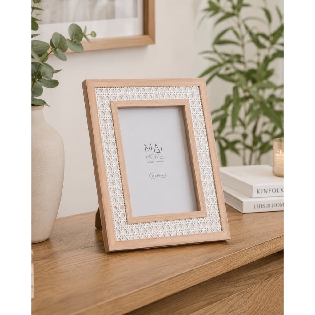 Porta Retrato de Mesa 10x15 ou 15x20 Decorativo Com Efeito de Palha Indiana Elegante Minimalista
