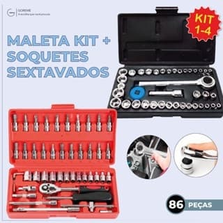Ferramentas com 46 Peças + Maleta com Jogo de Soquete