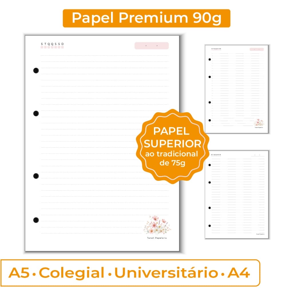Refil Para Fichário | Com ou Sem Divisórias | A5, Colegial, Universitário ou A4