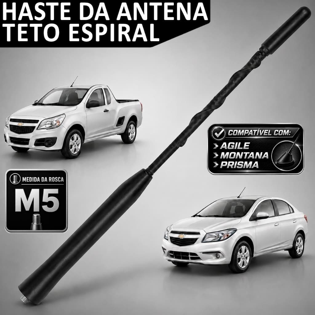 Haste Antena Teto Espiral M5 Agile Montana Prisma