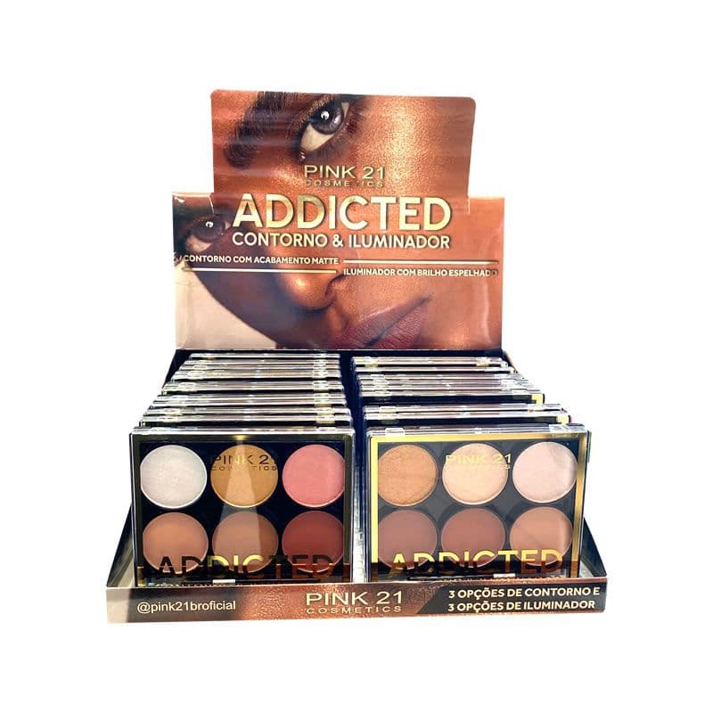 Paleta Addicted Pink21 Contorno Matte + Iluminador Glow 3x3 Tons