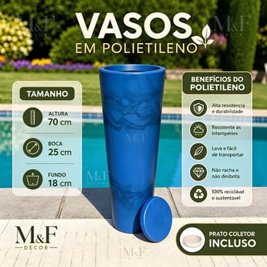 VASO PARA PLANTA COLUNA IBIZA CLASSIC G 70 CM CASA JARDIM COM PRATO COLETOR