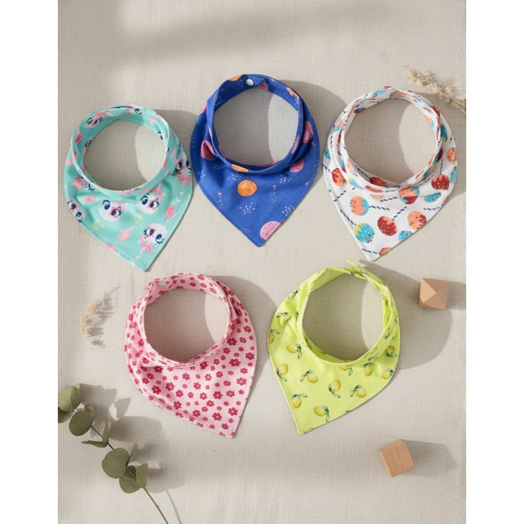 Kit 5 Babador Bandana Impermeavel Ajuste Regulavel Botão