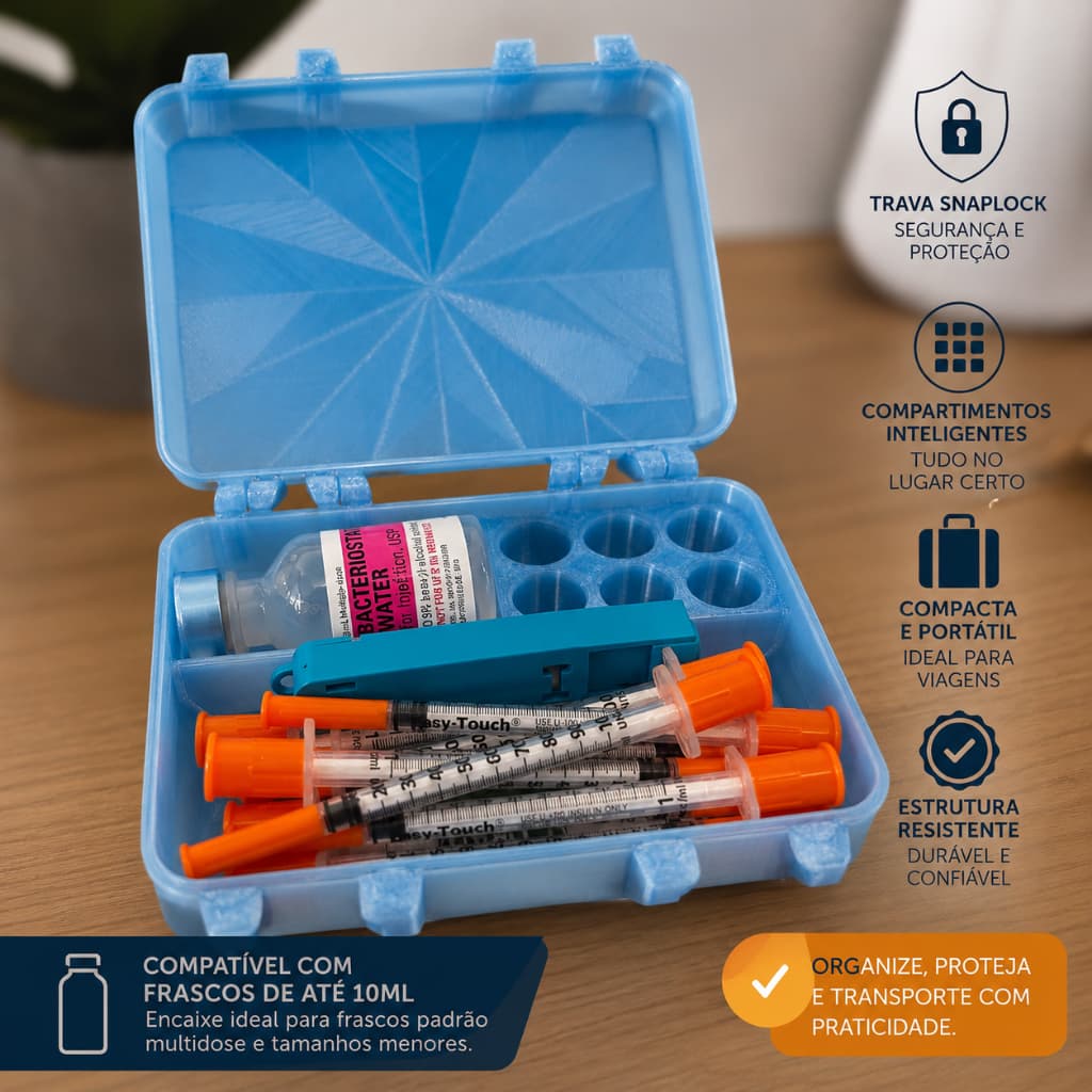 Estojo Compacto para 10 Frascos 3ml ou 10ml Pepitideos | Estojo Compacto Premium