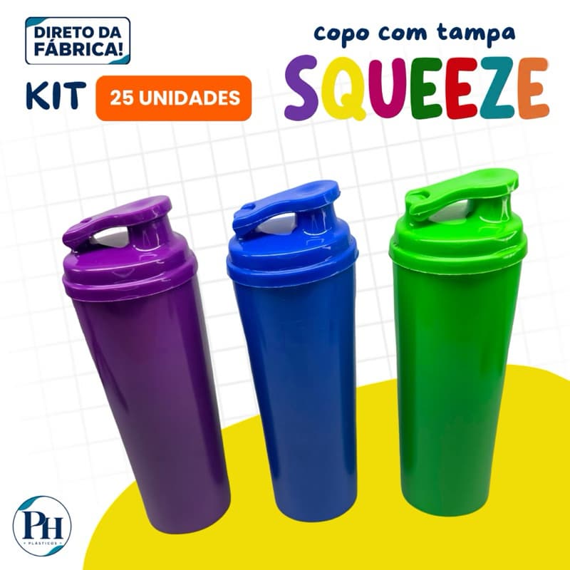 KIT 25 COPOS LONG DRINK 330ML COM TAMPA SQUEEZE | FESTAS, EVENTOS E LEMBRANCINHAS