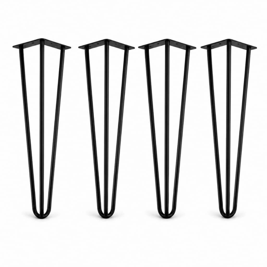 Pé de Mesa Hairpin Legs Aço Preto 75cm Industrial Eletrostática - Kit 4 Unidades
