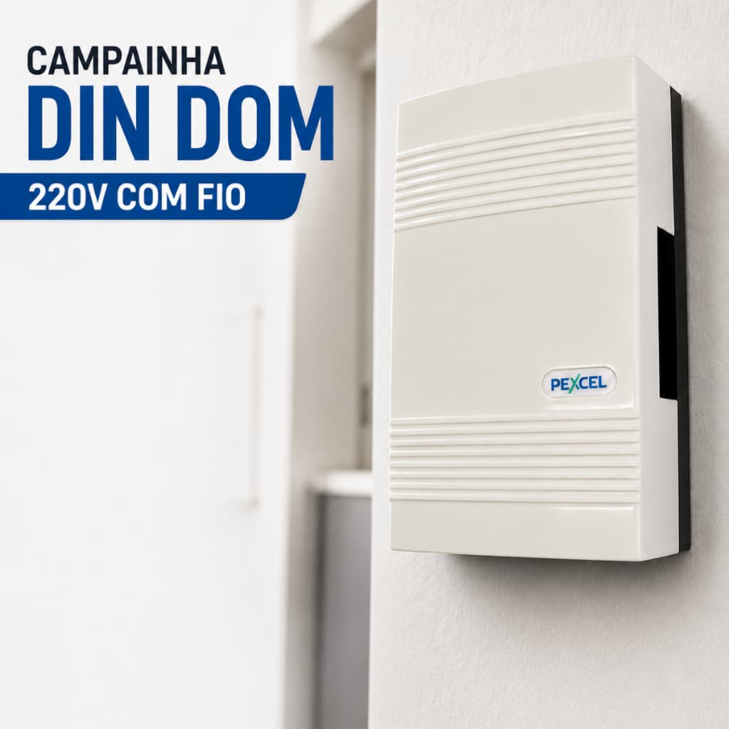 Campainha Din Dom Na Cor Branca  220v Fixa direto na Parede Com fio Casa Construção