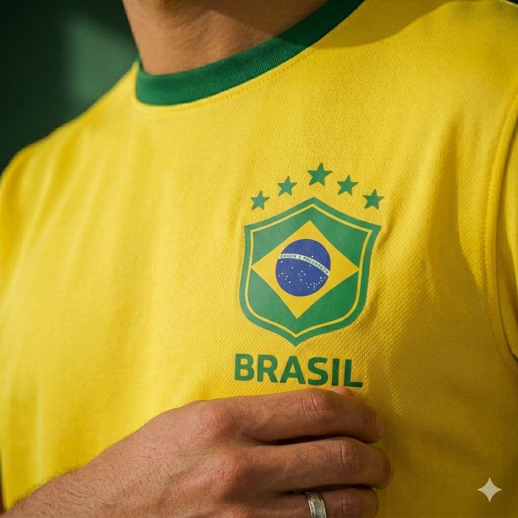 Camisa Futebol Amadora Amarela Gola Verde