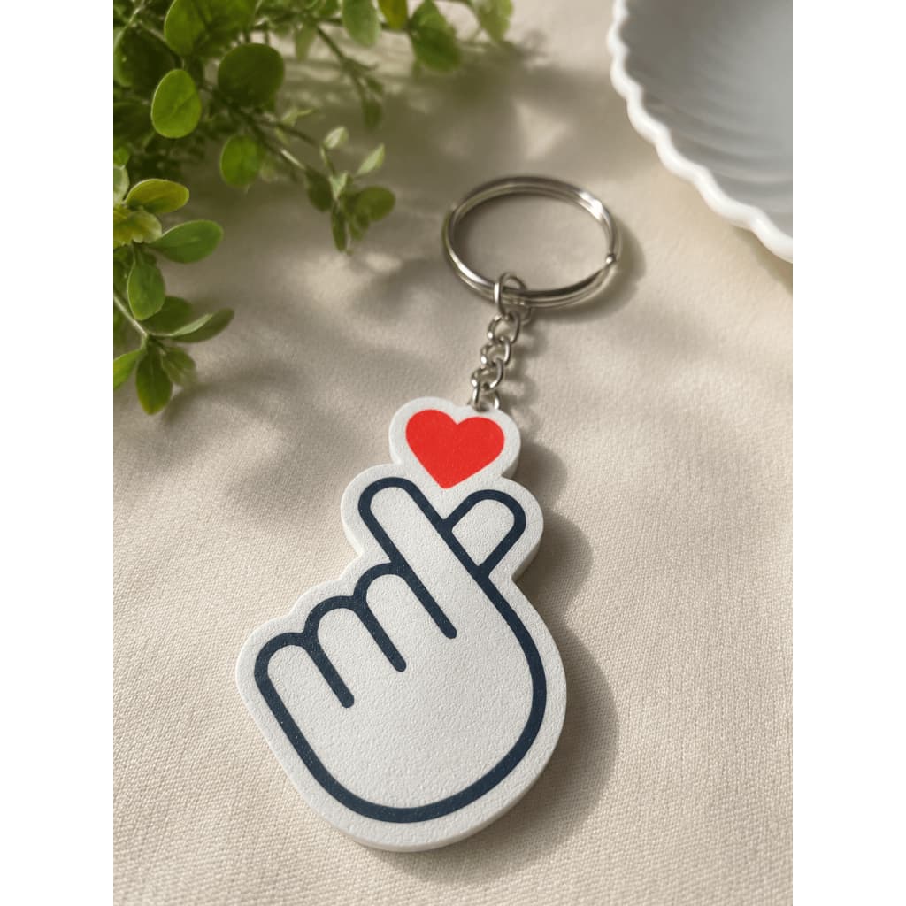 Kit Chaveiro Finger Heart com Coração  – Pingente  Estilo Kawaii Dorama para Chaves e presentes!