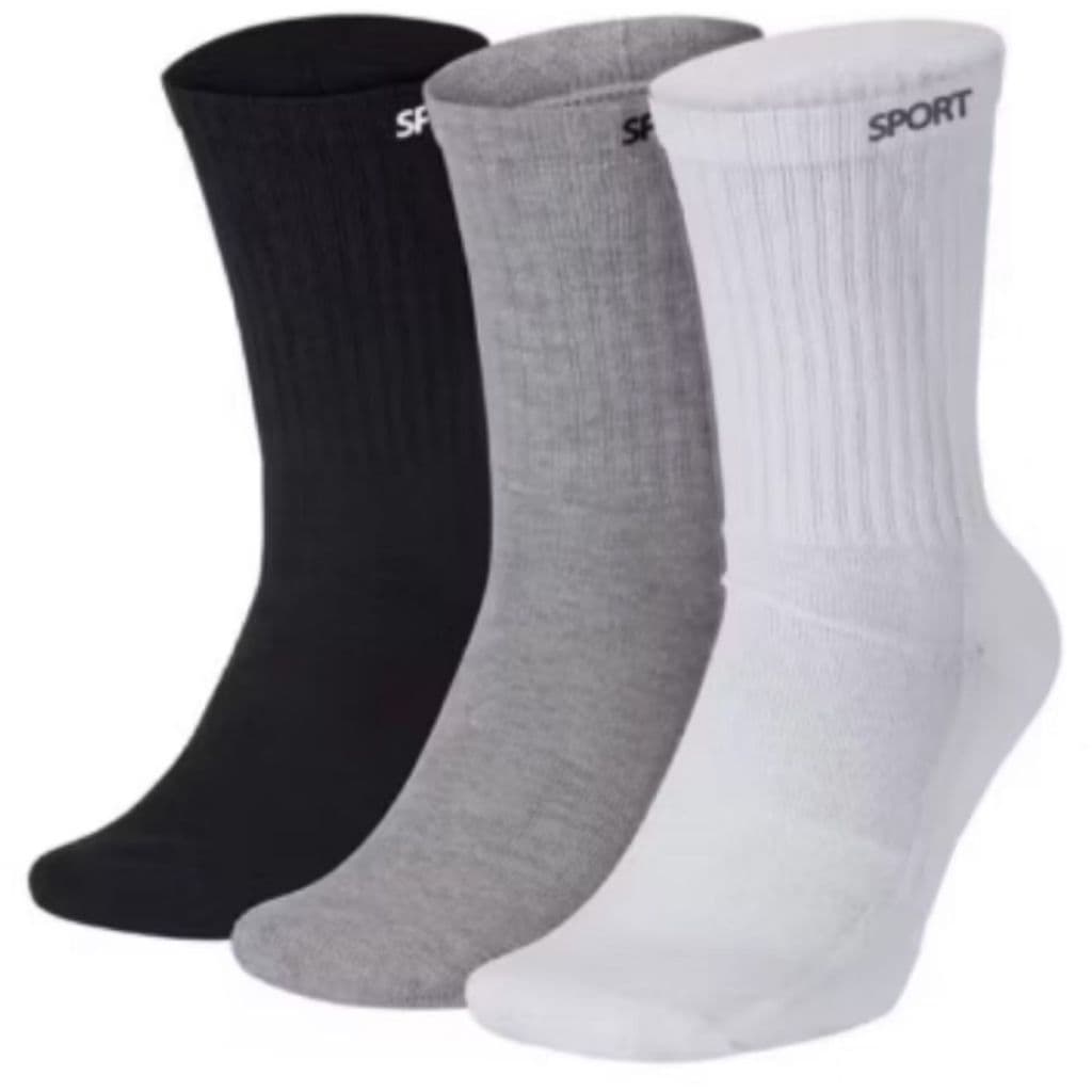 Kit Ate 24 Pares De Meias Sport Algodao Cano Alto