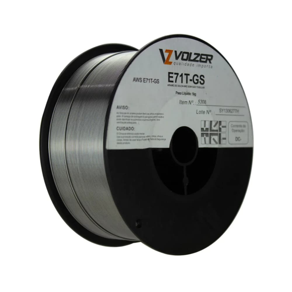 Arame de Solda Mig Sem Gás Tubular AWS E71T-GS 0.8mm VOLZER 1KG