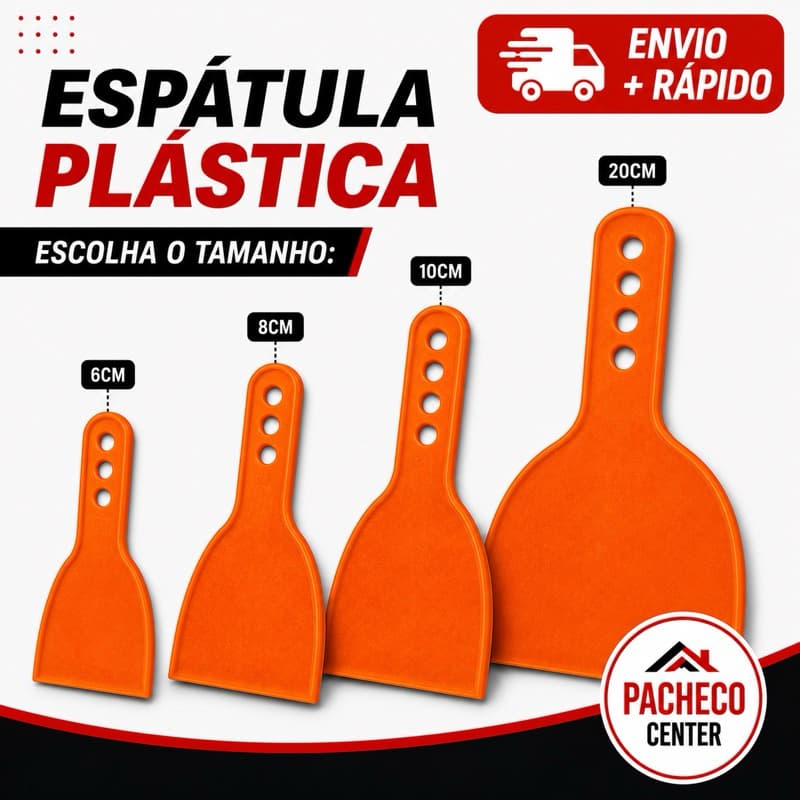 Espátula Plástica Lisa  Para Massa Corrida, Gesso e Raspagem 6cm 8cm 10cm 20cm  - Compel