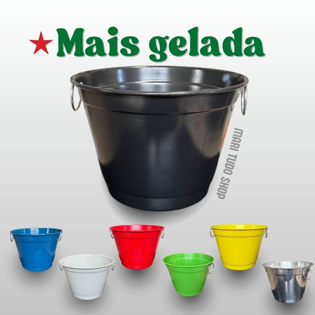 Balde de Gelo Aluminio Puro reforcado REFORÇADO 6 litros - BEBIDAS CERVEJA VINHO ESPUMANTE CHAMPAGNE