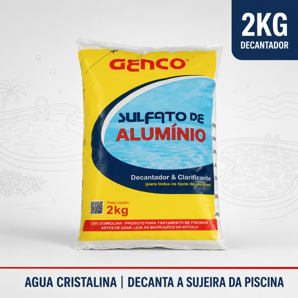 Sulfato de Aluminio Genco 2kg Para Piscina Decanta Sujeira Deixa Água Cristalina Rápido